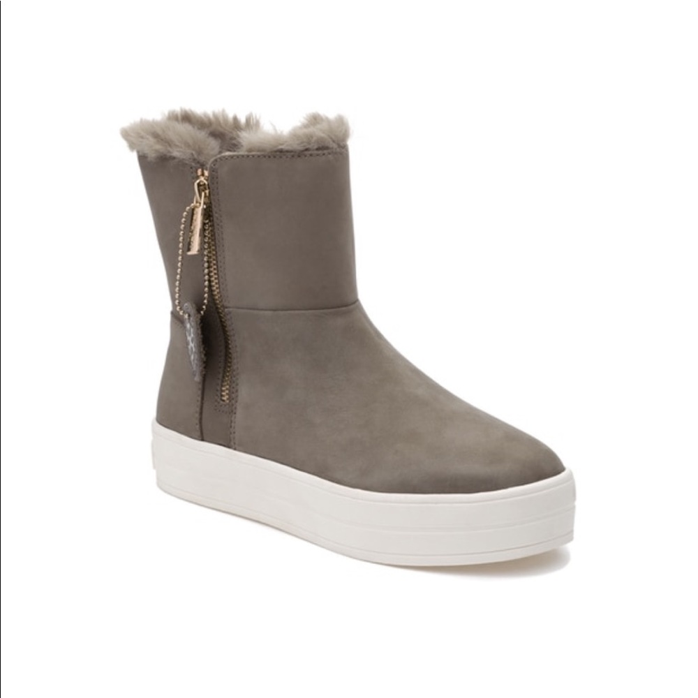 J Slides Fur Lined Sneakers. Worn once!!